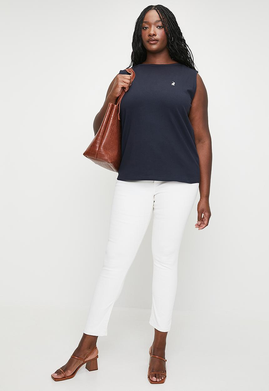 POLO - Plus wmn ashton sl boat neck top - navy