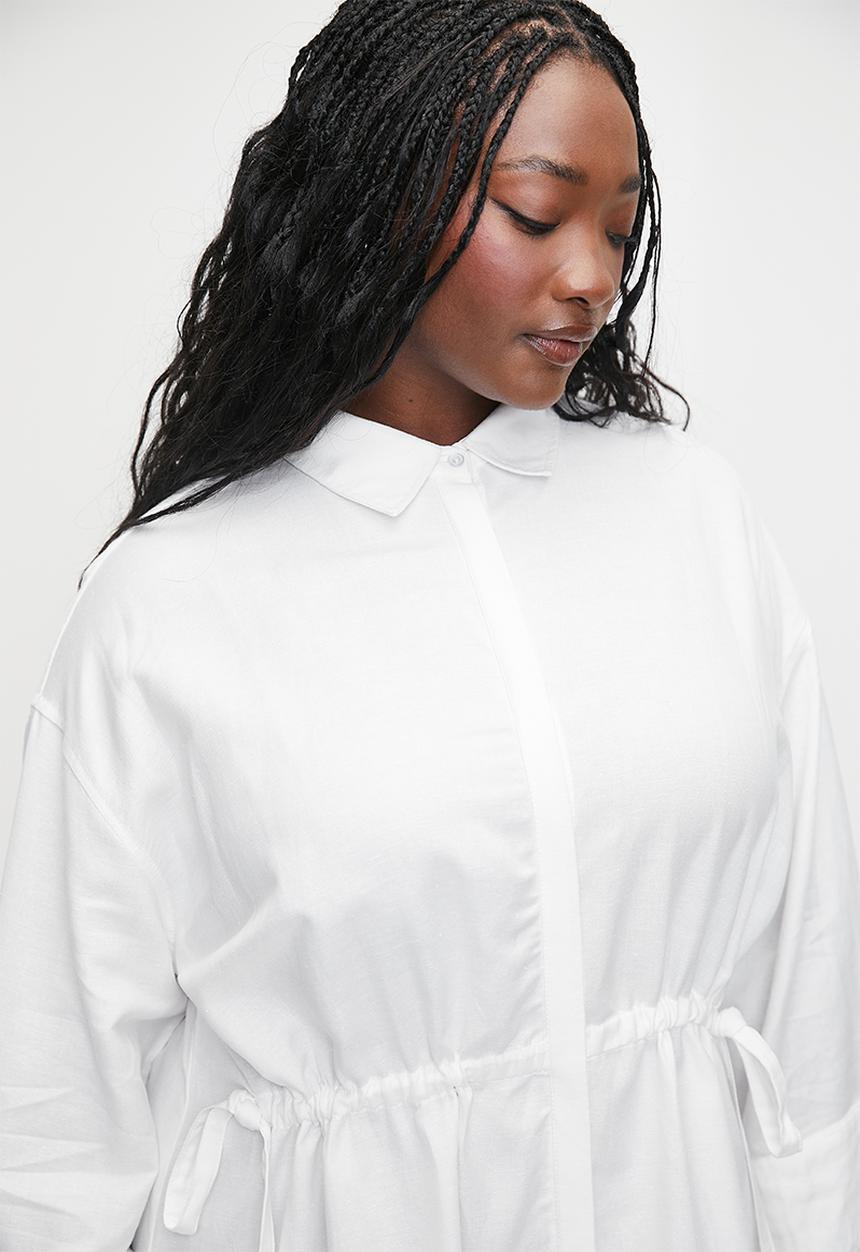 Me&B - Pluis linen tunnel shirt dress - white