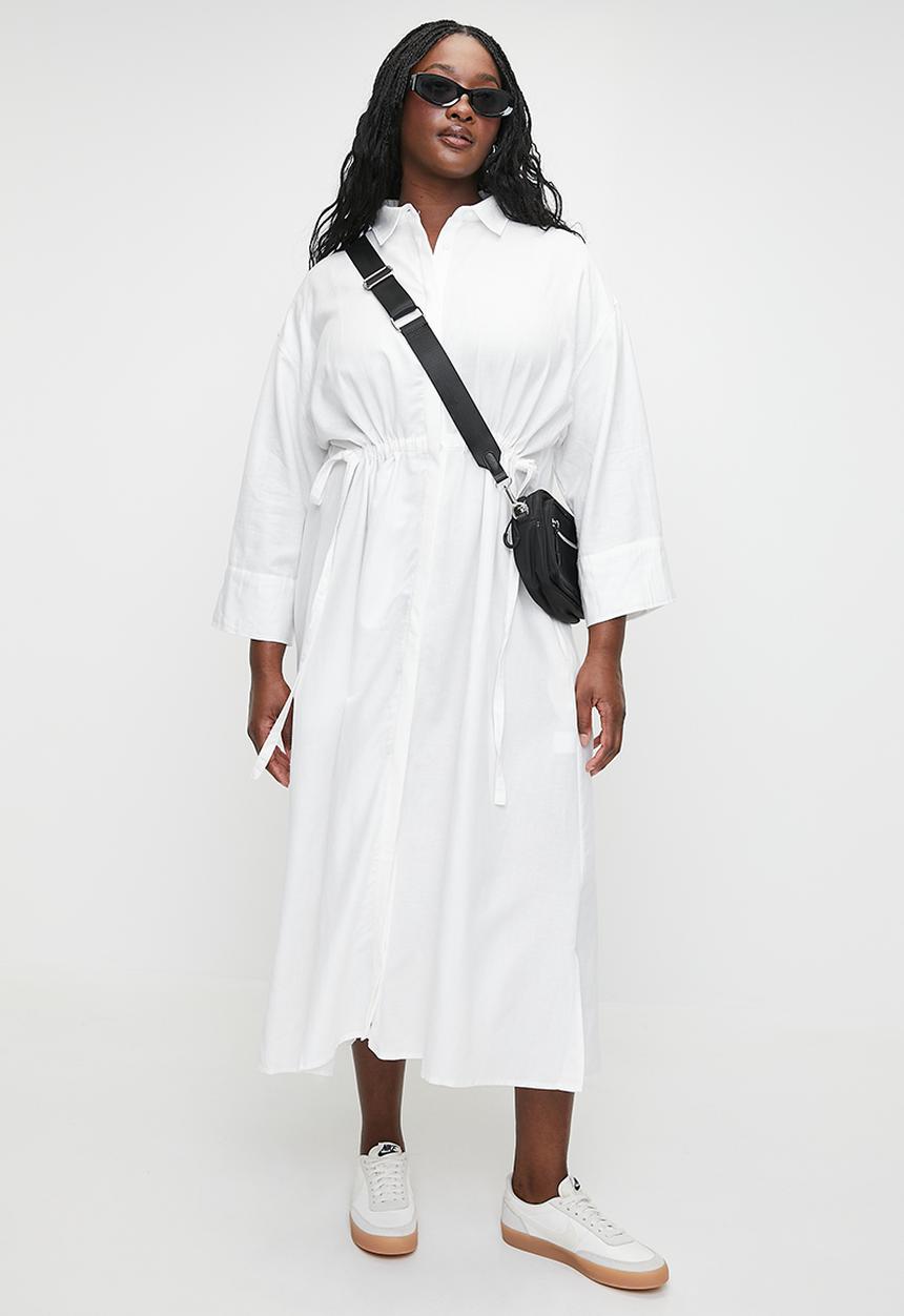 Me&B - Pluis linen tunnel shirt dress - white