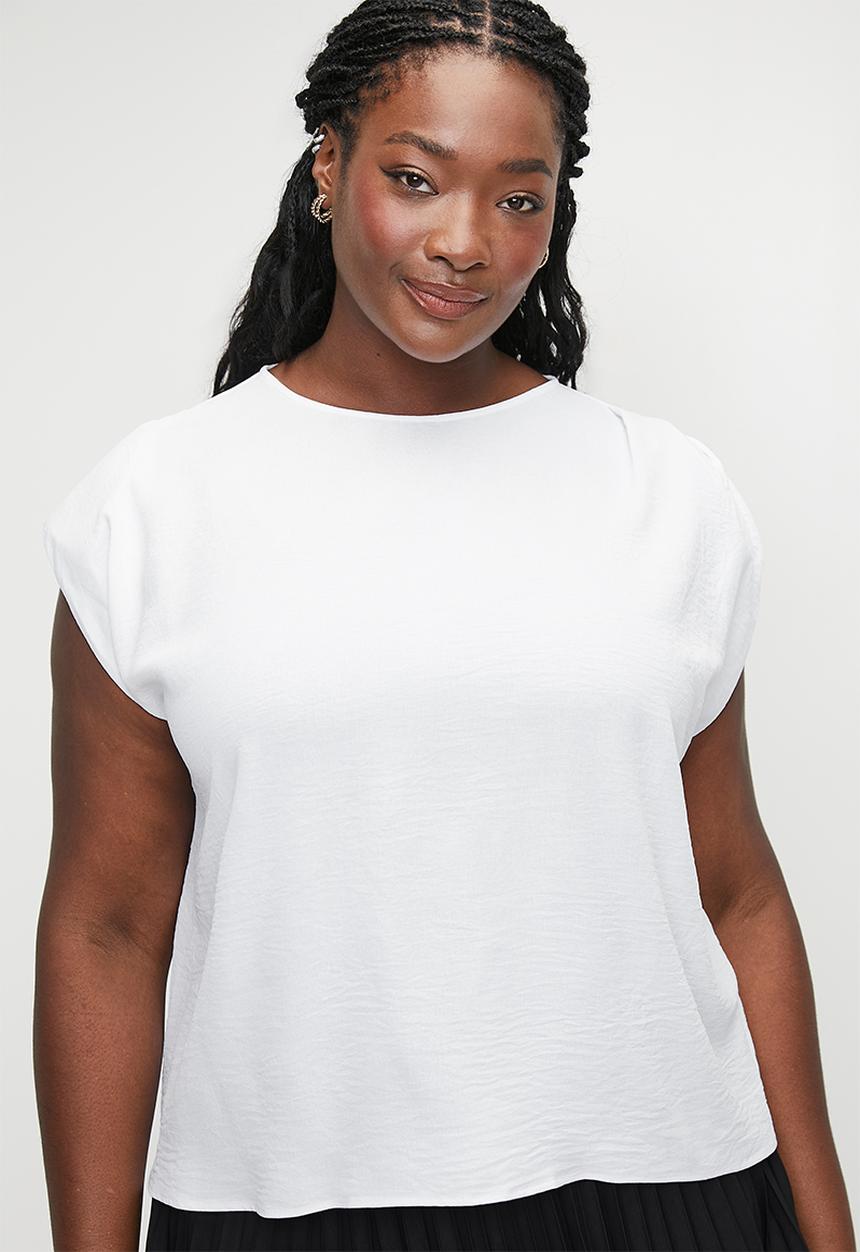edit - Basic grown sleeve shell plus - white