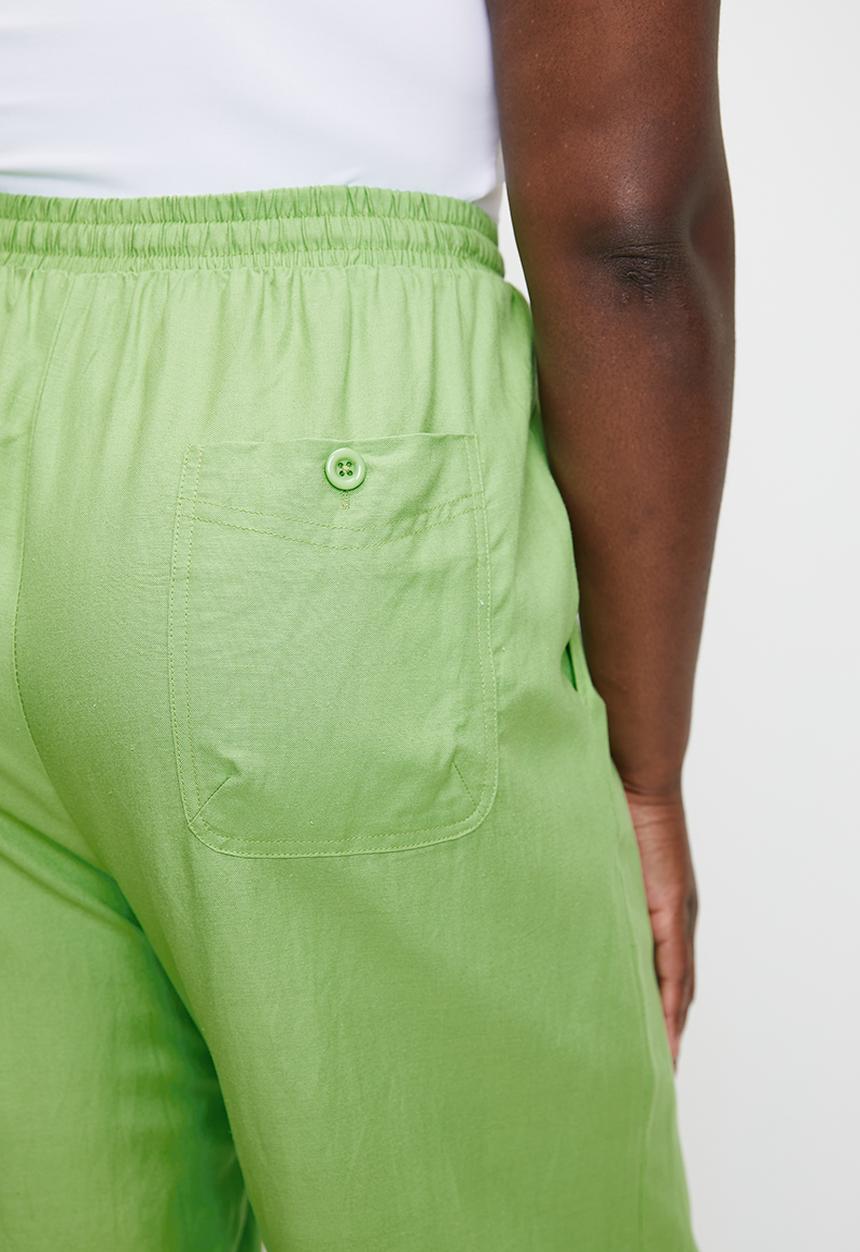 Me&B - Plus Straight Leg Linen Pants - Mint