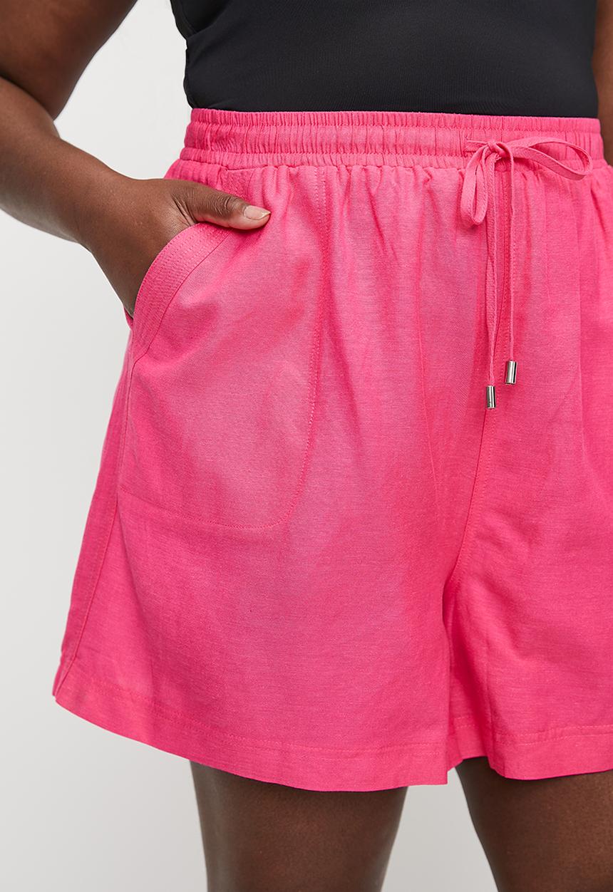 Me&B - Plus linen shorts - pink