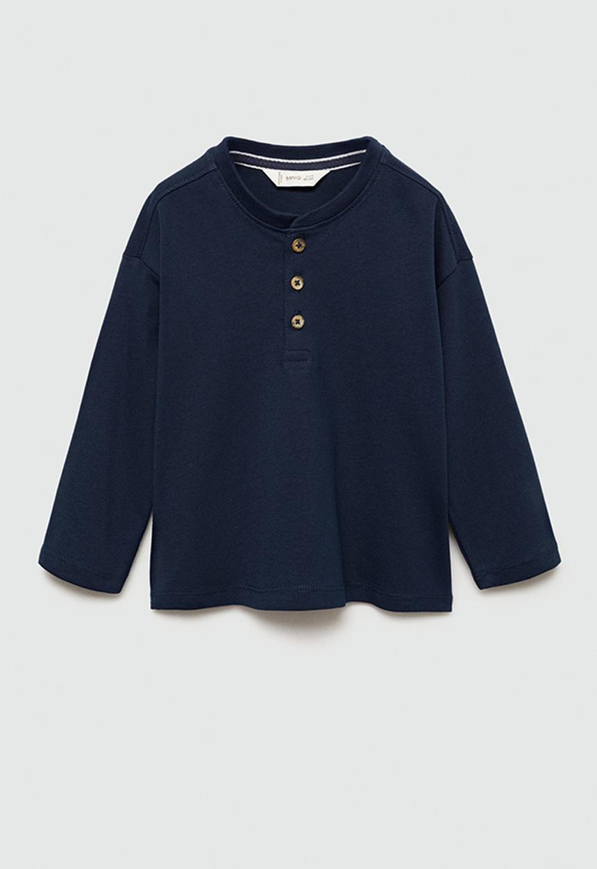 MANGO - T-shirt henleyb7 - navy