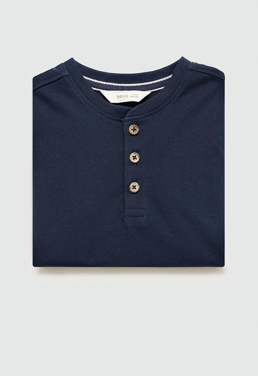 MANGO - T-shirt henleyb7 - navy