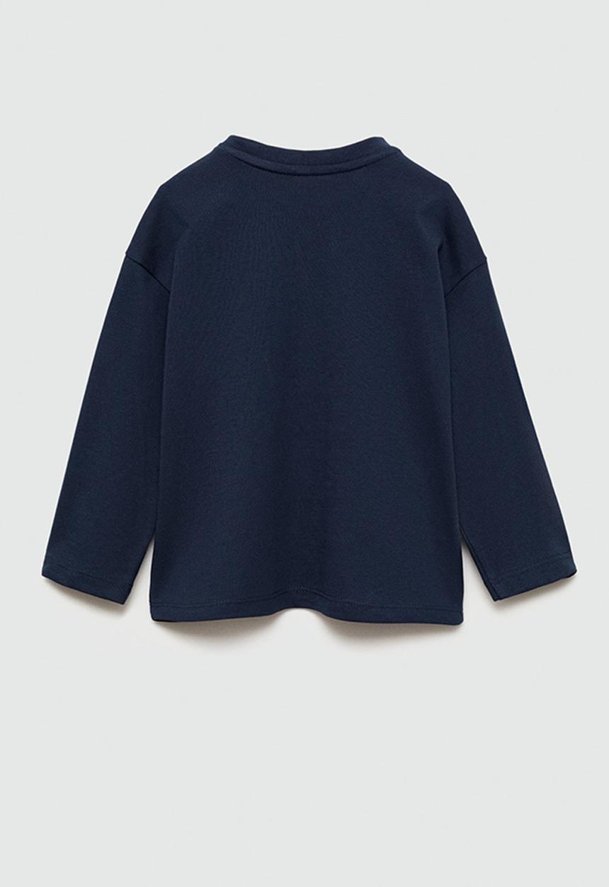 MANGO - T-shirt henleyb7 - navy