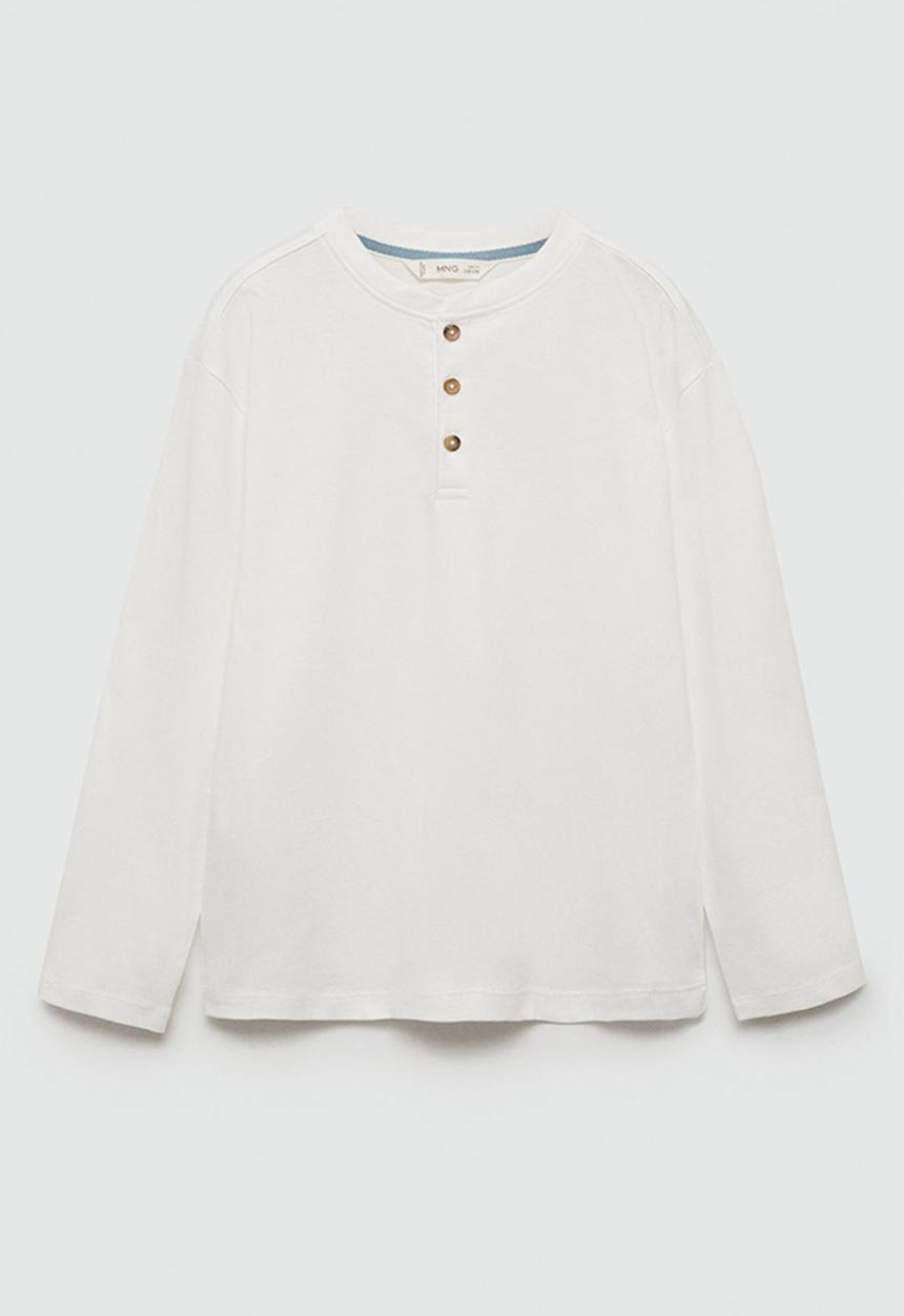 MANGO - T-shirt henley7 - natural