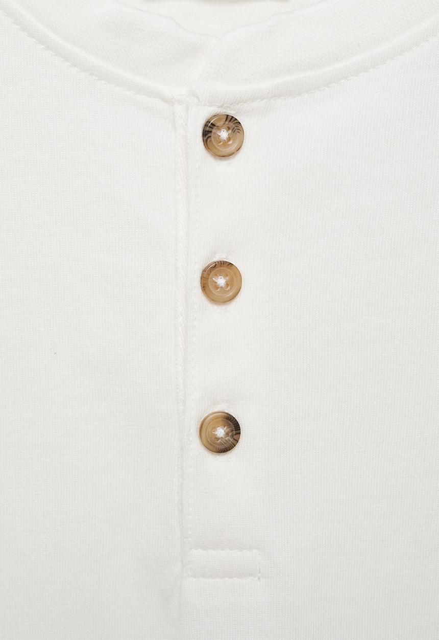 MANGO - T-shirt henley7 - natural