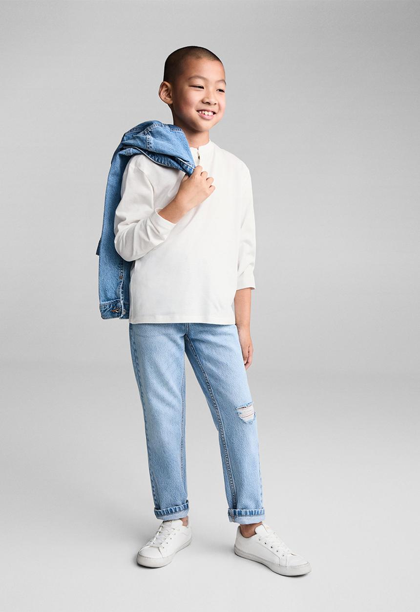 MANGO - T-shirt henley7 - natural