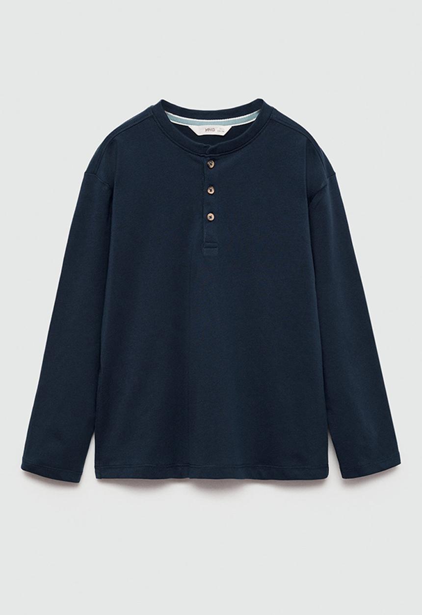 MANGO - T-shirt henley7 - navy