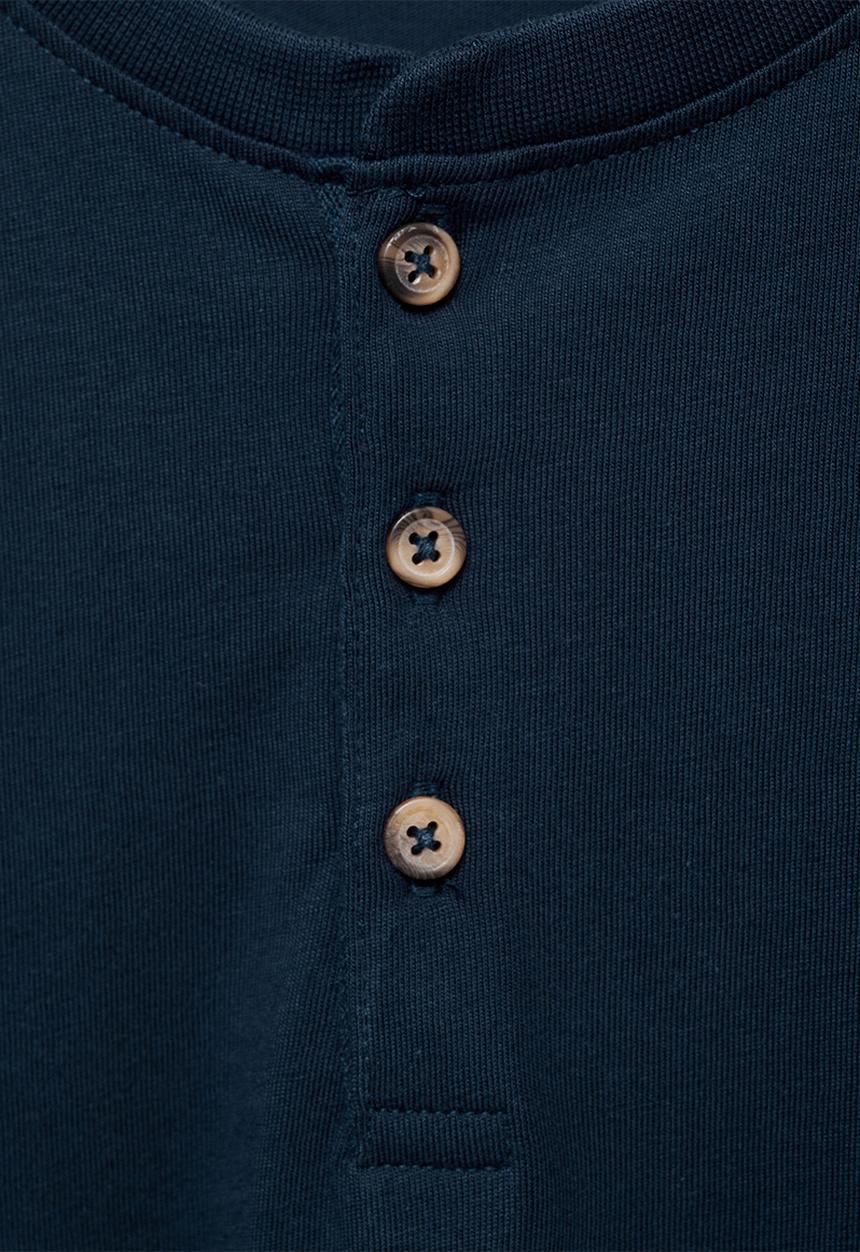 MANGO - T-shirt henley7 - navy