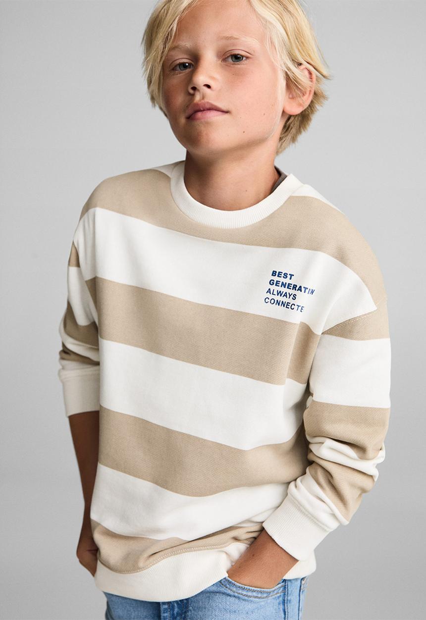 MANGO - Sweatshirt stripes7 - light pastel brown