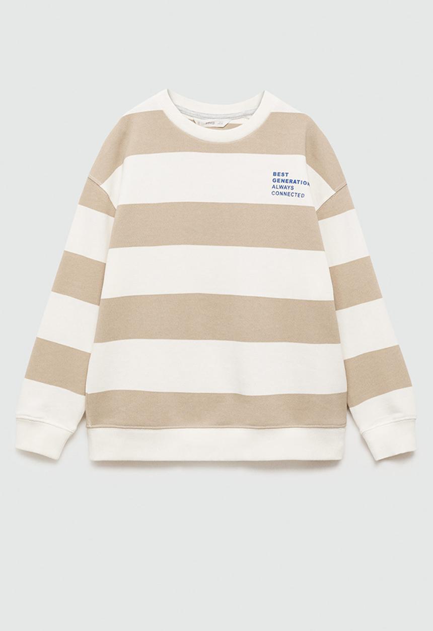 MANGO - Sweatshirt stripes7 - light pastel brown