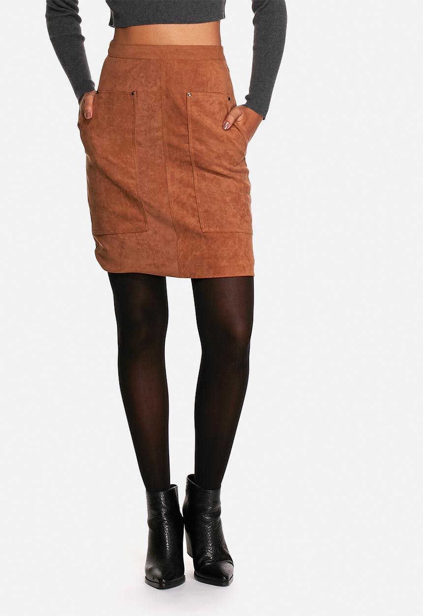 Neon Rose - Pocket faux suede skirt 