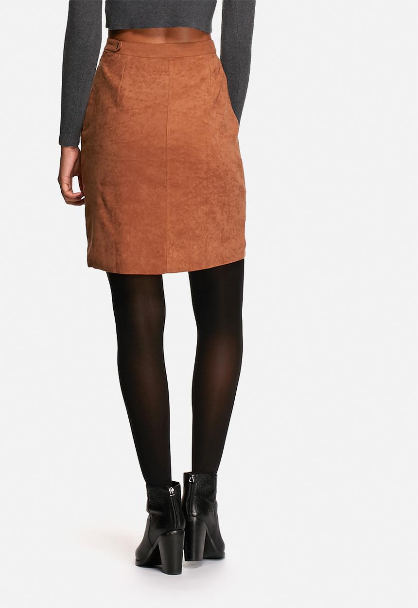 Neon Rose - Pocket faux suede skirt 