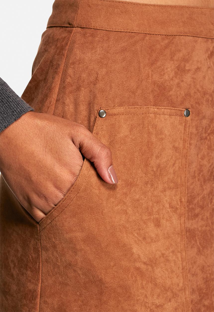 Neon Rose - Pocket faux suede skirt 