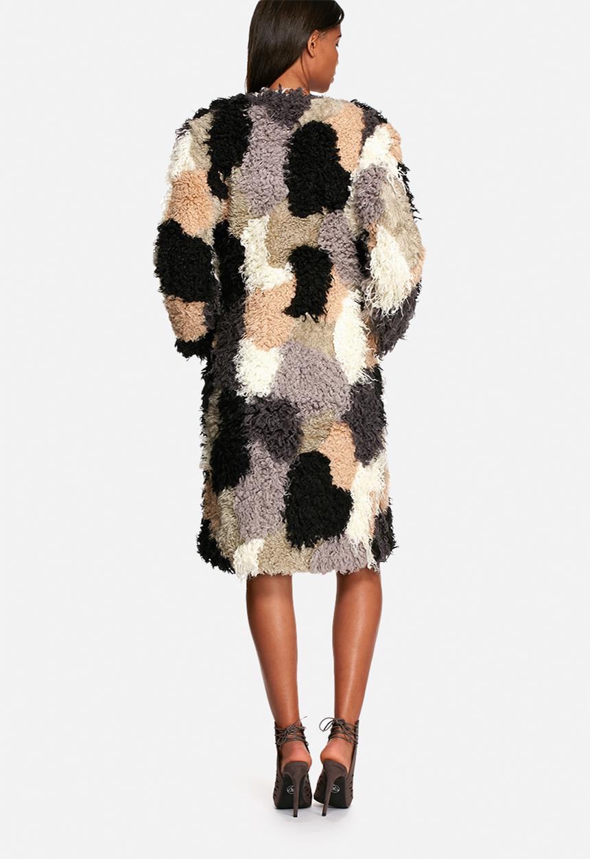 Neon Rose - Patchwork shearling coat