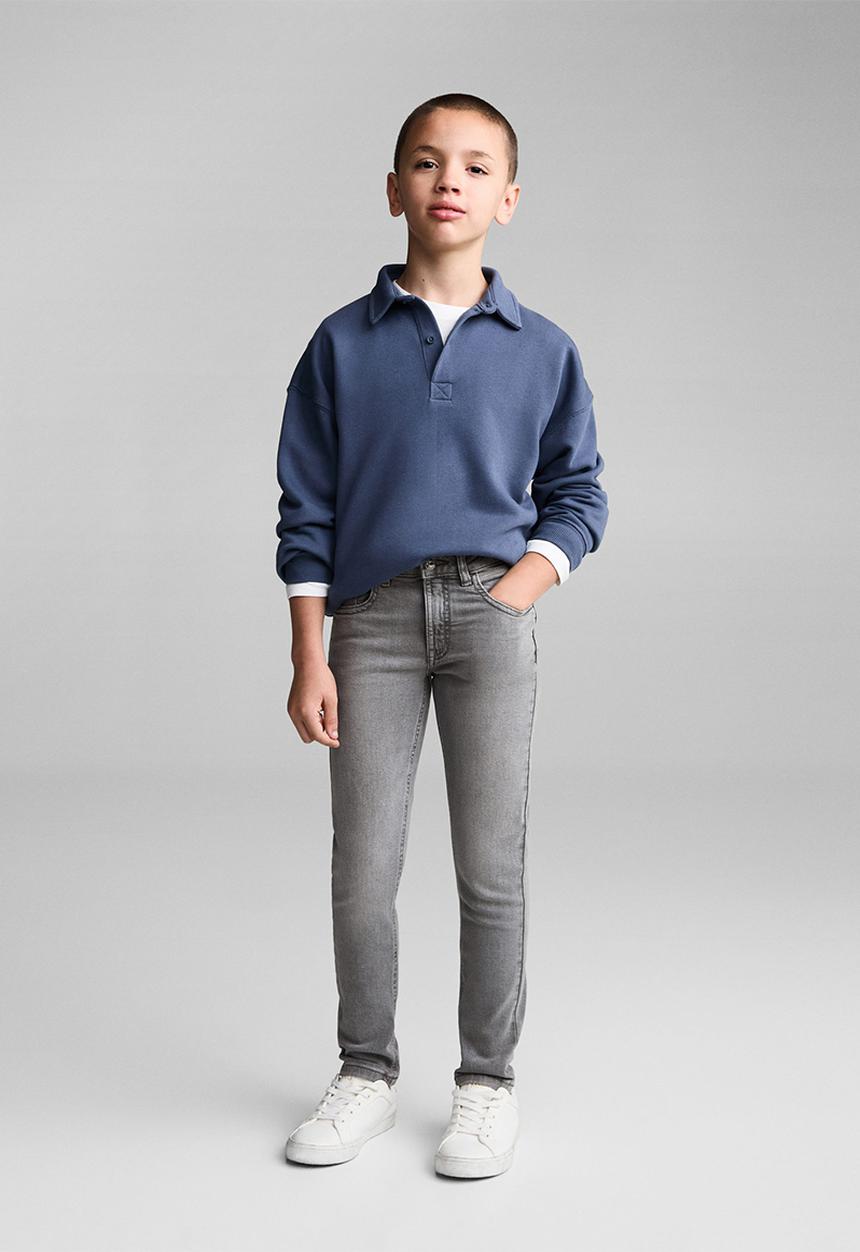 MANGO - Jeans slim - open gray