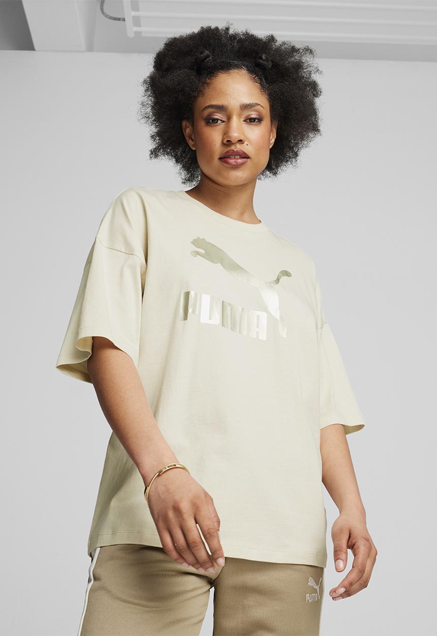 PUMA - Classics Oversized Shiny Logo Tee - Alpine Snow
