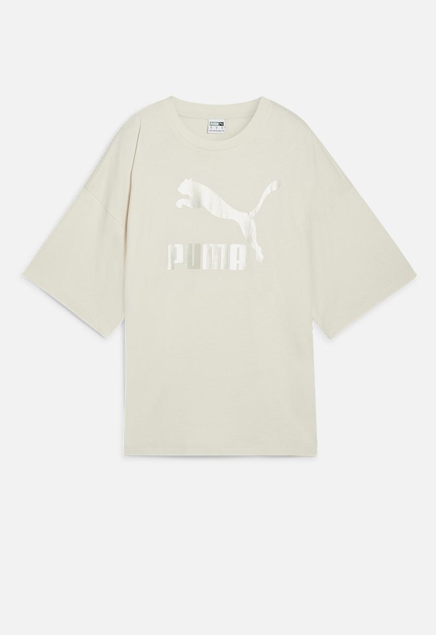 PUMA - Classics Oversized Shiny Logo Tee - Alpine Snow