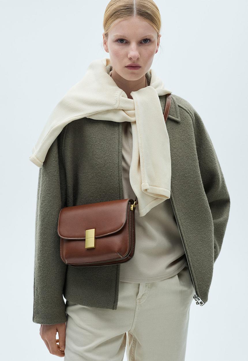 MANGO - Shoulder bag fiore - medium brown