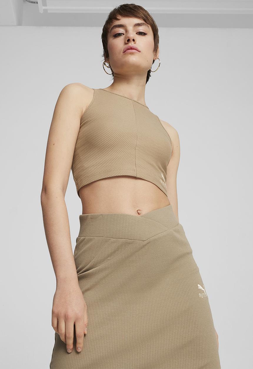 PUMA - Classics Ribbed Crop Top - Oak Branch