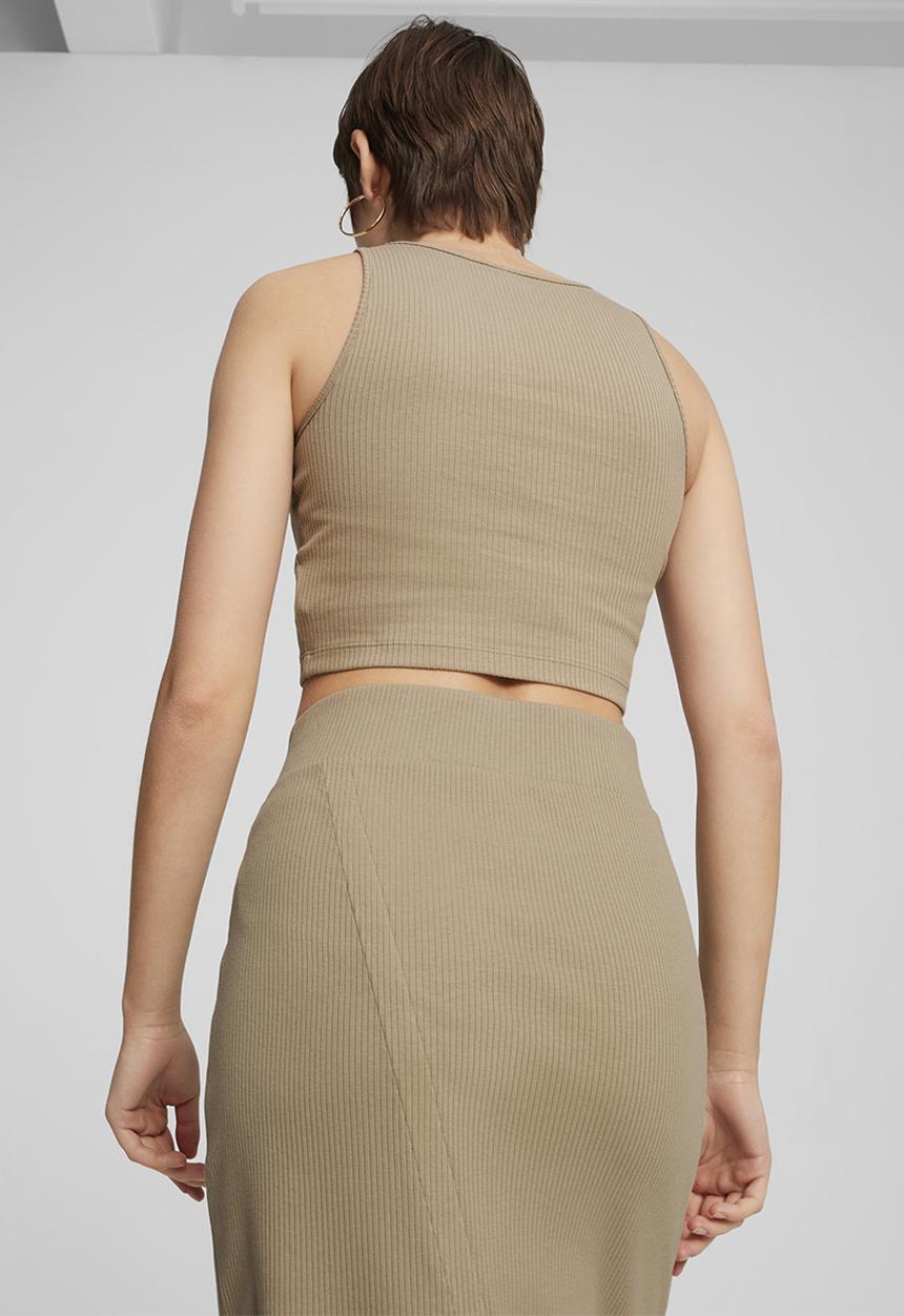 PUMA - Classics Ribbed Crop Top - Oak Branch