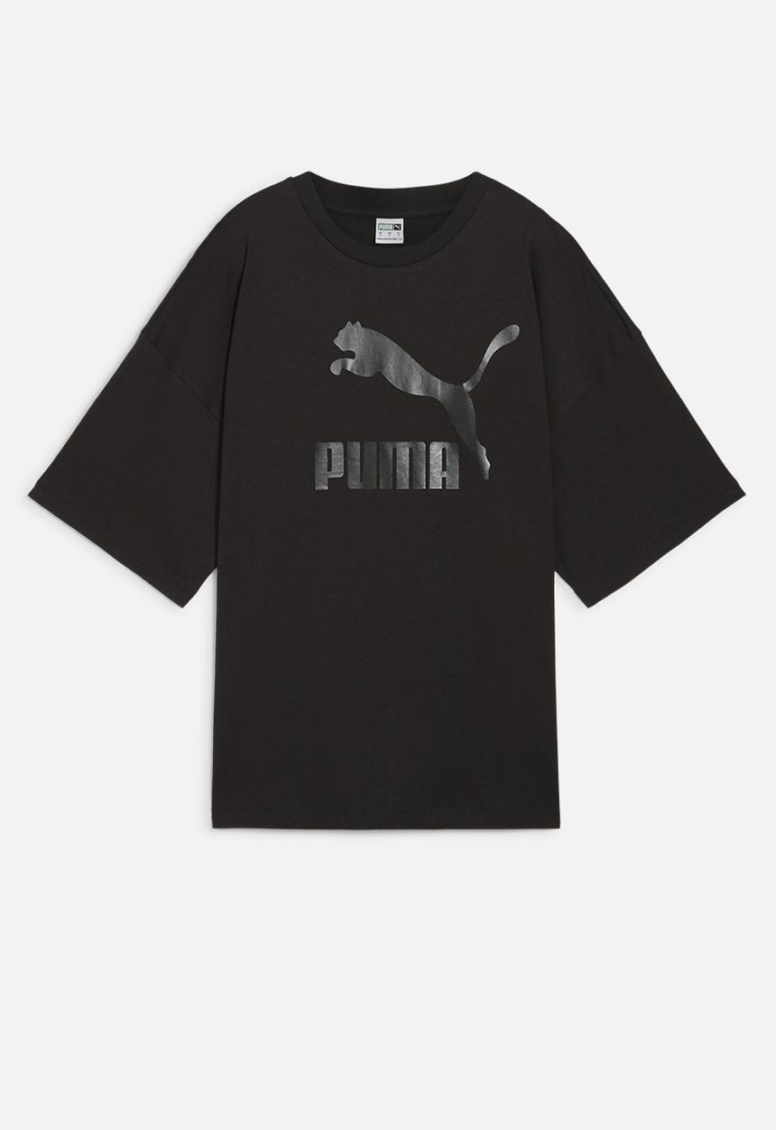 PUMA - Classics Oversized Shiny Logo Tee - Puma Black