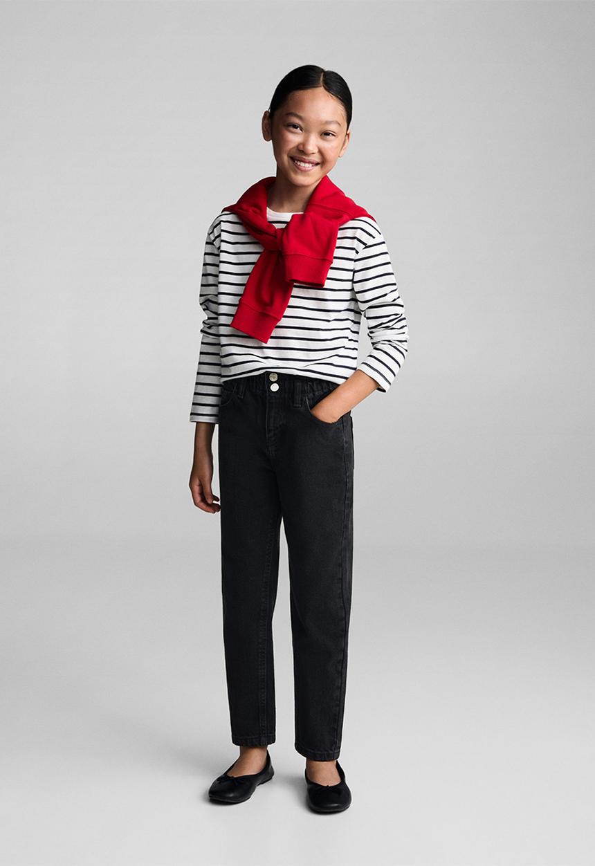 MANGO - Jeans paperbag - black