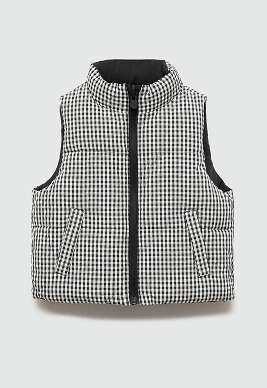 MANGO - Waistcoat vichy - black