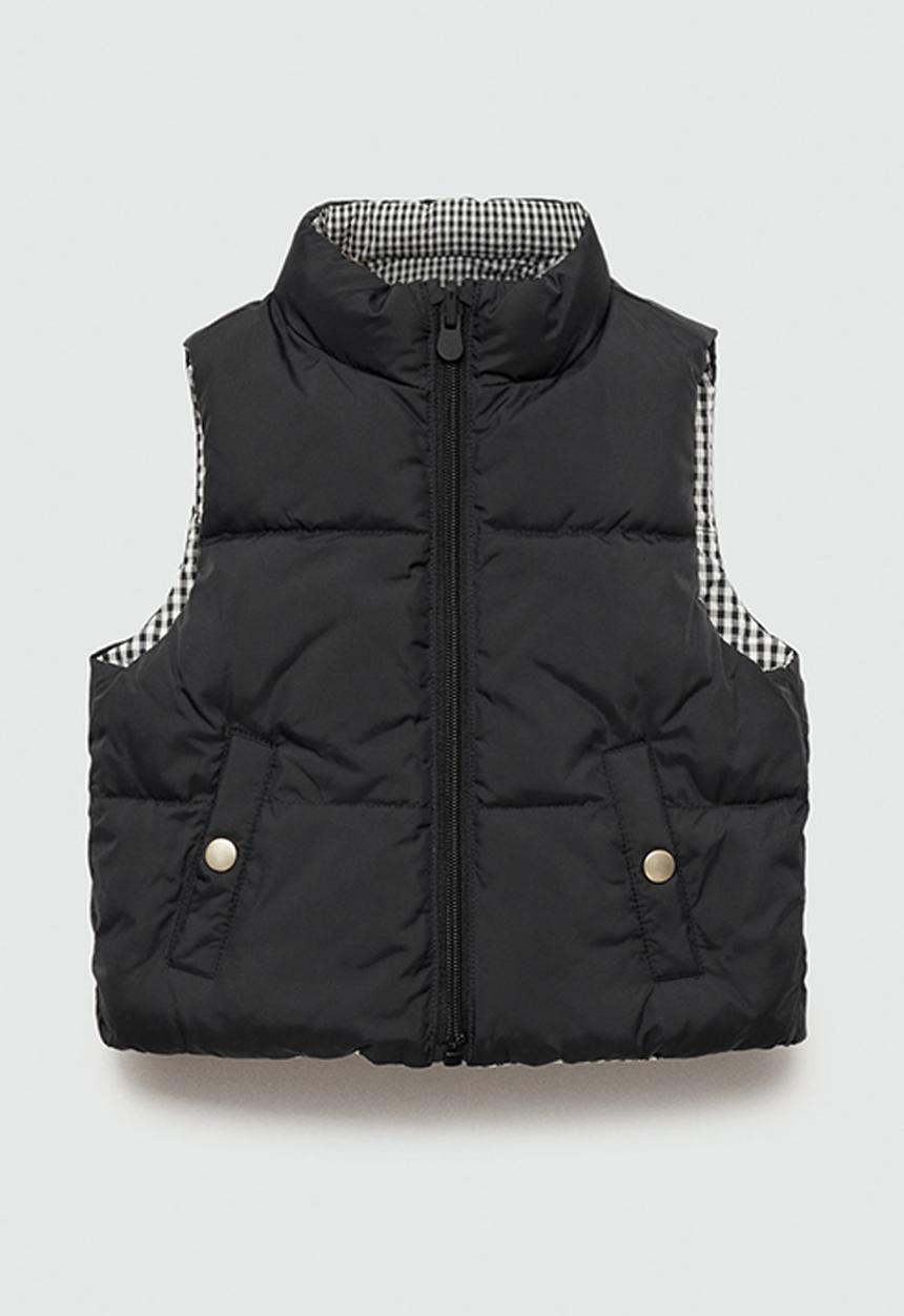 MANGO - Waistcoat vichy - black