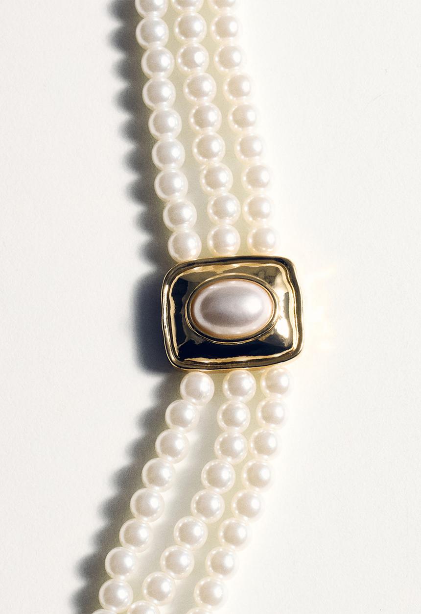 MANGO - Necklace leanor - white