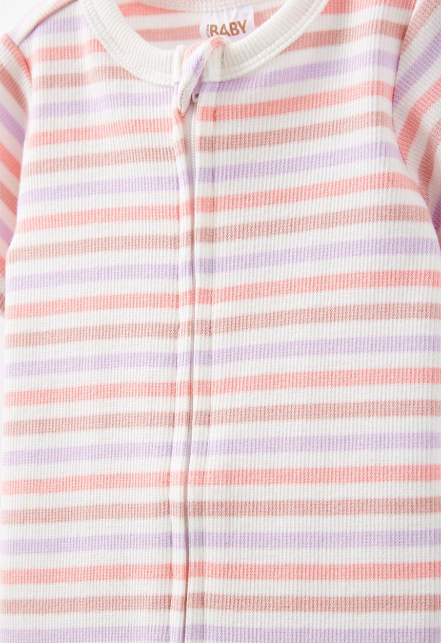 Cotton On - The short sleeve zip romper - vanilla-zephyr/summer stripe