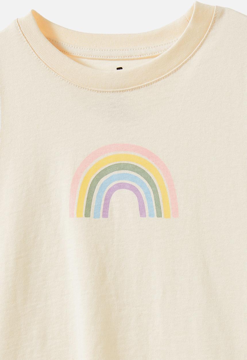 Cotton On - Poppy short sleeve print tee - dark vanilla/rainbow