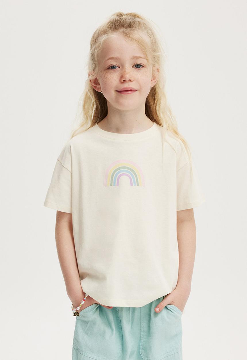 Cotton On - Poppy short sleeve print tee - dark vanilla/rainbow