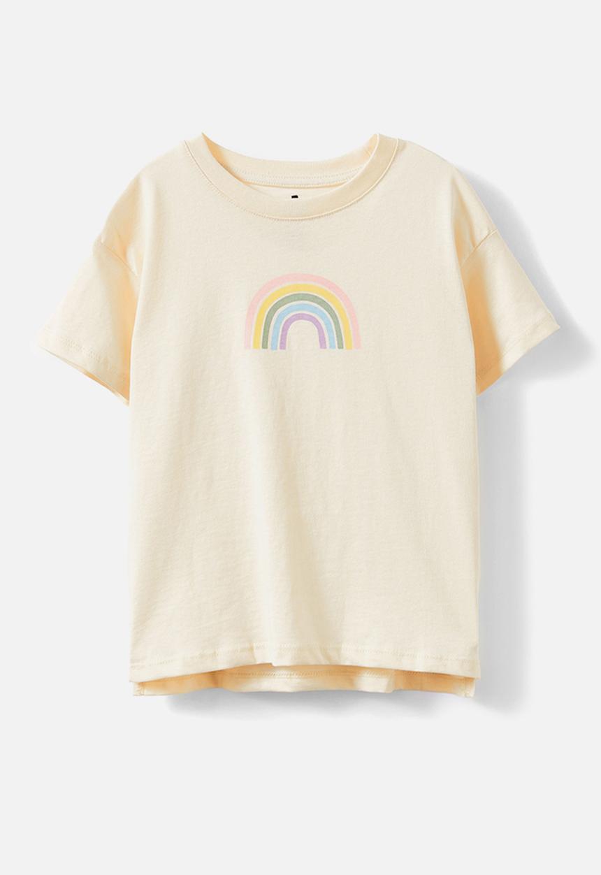 Cotton On - Poppy short sleeve print tee - dark vanilla/rainbow