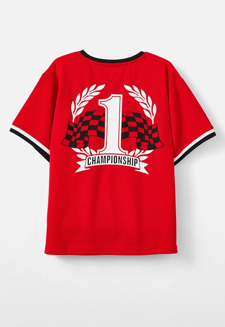 Cotton On - Pit stop short sleeve collar tee - varsity red/montecarlo