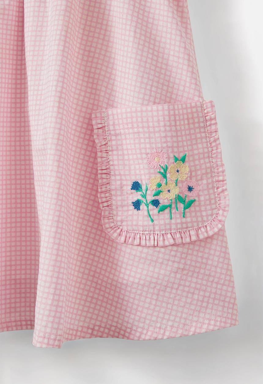 Cotton On - Rose puff sleeve dress - blush pink/mini grid