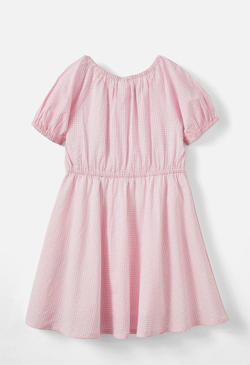 Cotton On - Rose puff sleeve dress - blush pink/mini grid