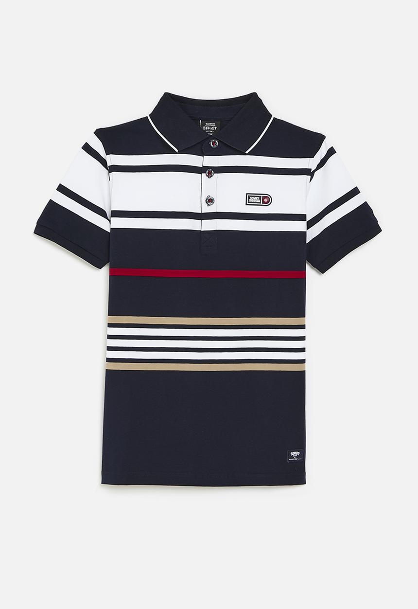SOVIET - Boys y/dye stripe golfer2 - navy