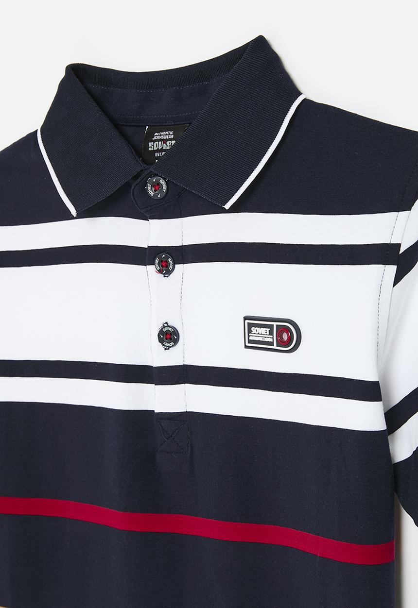 SOVIET - Boys y/dye stripe golfer2 - navy