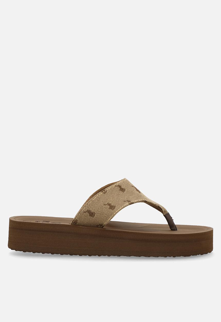POLO - Jacquard flatform flip flop - brown