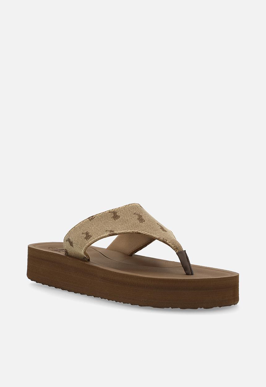POLO - Jacquard flatform flip flop - brown