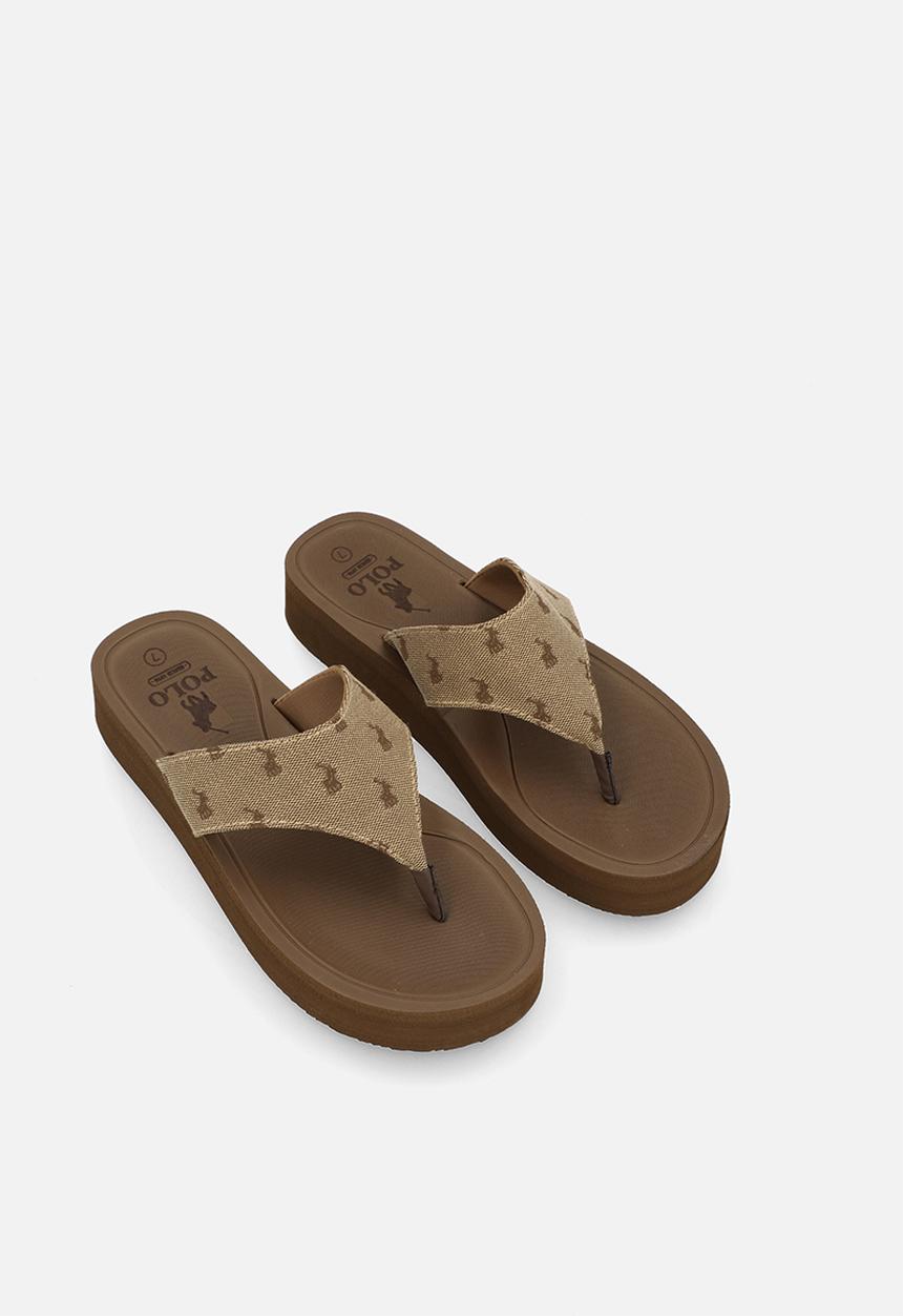 POLO - Jacquard flatform flip flop - brown