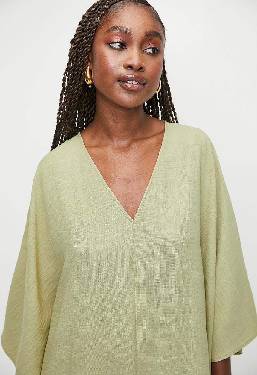 MILLA - Deep v kaftan maxi dress - bitter choc