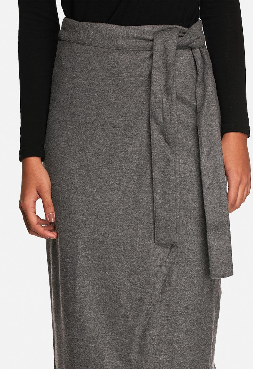 Neon Rose - Wool tie waist midi skirt