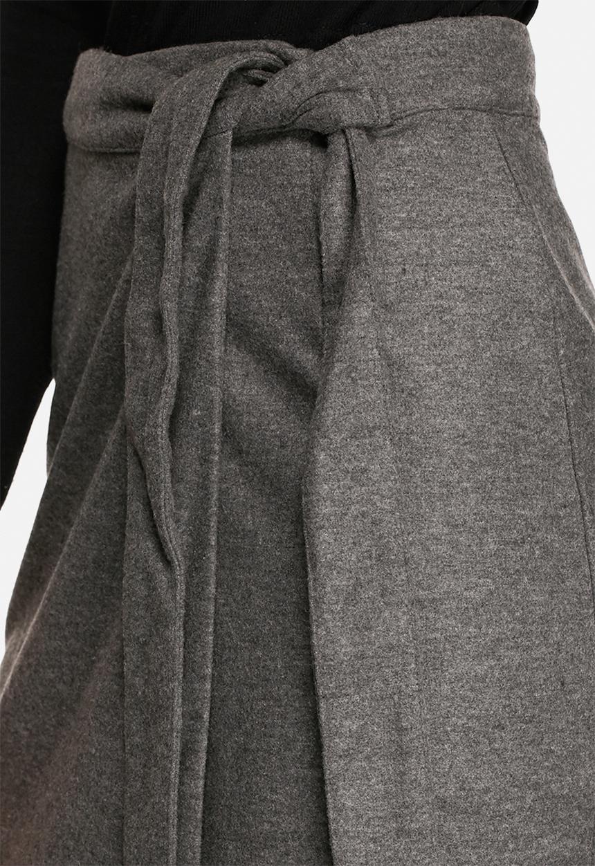 Neon Rose - Wool tie waist midi skirt