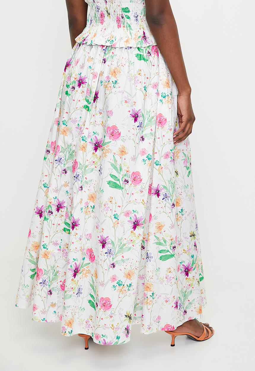 MILLA - Printed gathered waist midi skirt (co- ord) - fresh watercolour floral