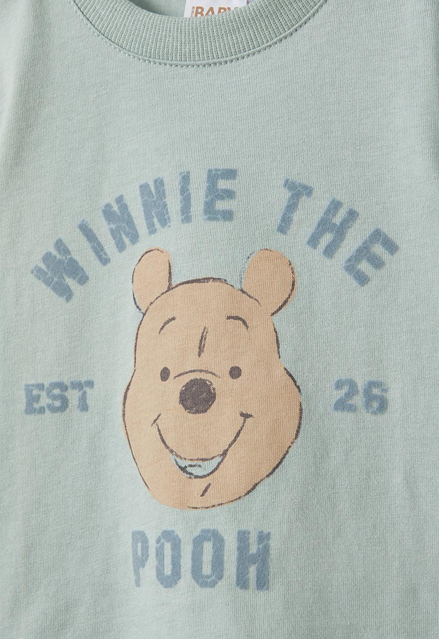 Cotton On - Jamie short sleeve tee-license - lcn dis stone green/winnie the pooh