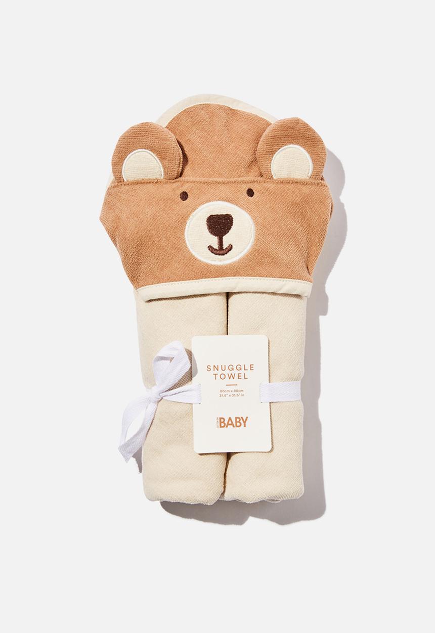Cotton On - Baby snuggle towel - taupe brown/bear