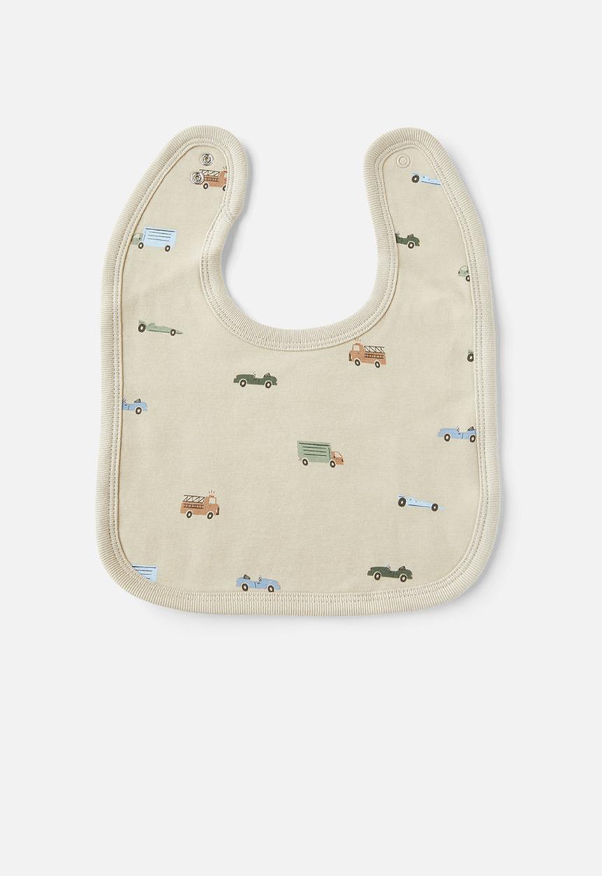 Cotton On - The baby bib - rainy day/gridlock cars